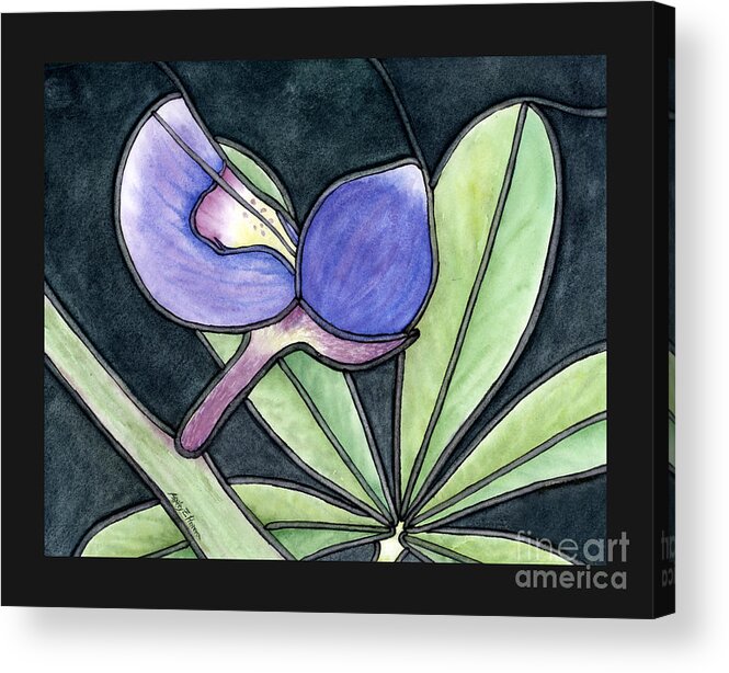 Bluebonnet Acrylic Print featuring the painting Stained Glass Bluebonnet Petal by Hailey E Herrera