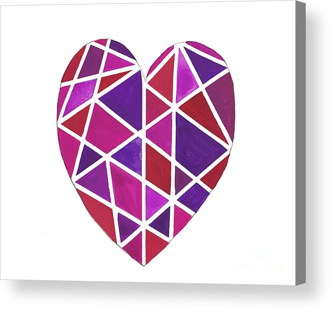 Valentine's Day Acrylic Print featuring the mixed media Stained Glass Heart by Lisa Neuman