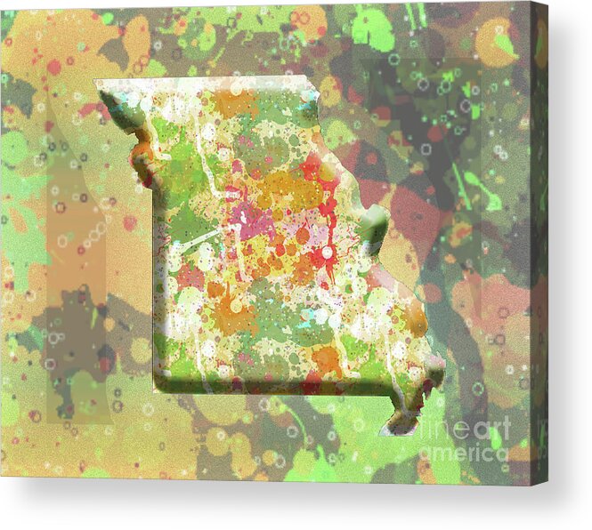 Missouri Acrylic Print featuring the digital art State of Missouri Grunge by Genevieve Esson