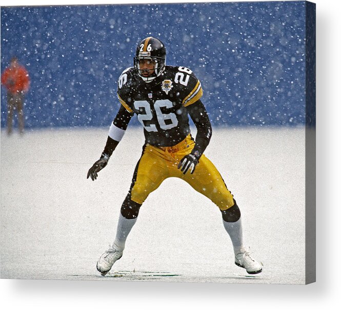 People Acrylic Print featuring the photograph Steelers Rod Woodson by George Gojkovich
