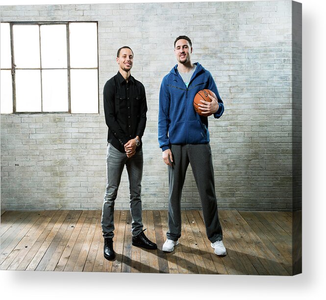 Nba Pro Basketball Acrylic Print featuring the photograph Stephen Curry and Klay Thompson by Nathaniel S. Butler