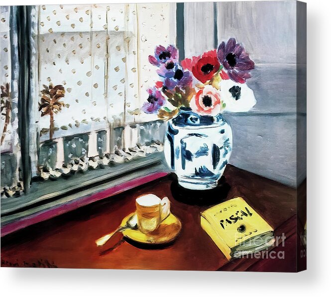 French Acrylic Print featuring the painting Still Life Pascal's Thoughts by Henri Matisse 1924 by Henri Matisse