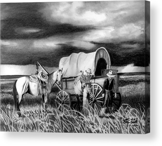 Storm A Brewing Acrylic Print featuring the drawing Storm A Brewing by Peter Piatt