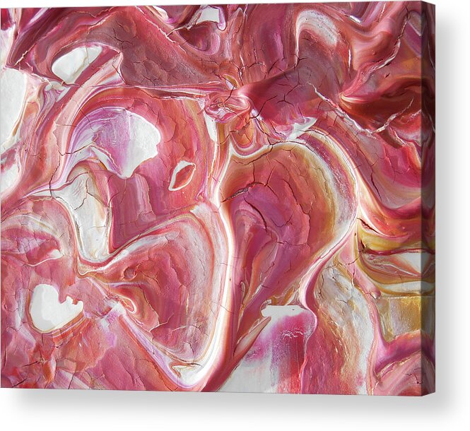 Ice Cream Acrylic Print featuring the painting Strawberry Peach Vanilla Contemporary Abstract Art VI by Irina Sztukowski