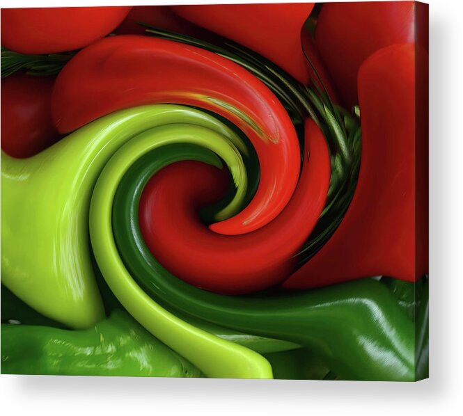 Seattle Acrylic Print featuring the photograph Stretching peppers by Steve Estvanik