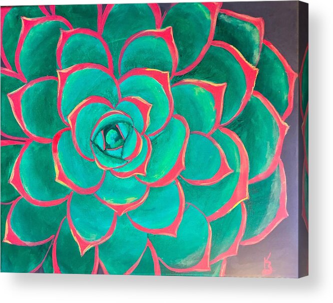 Acrylic Painting Acrylic Print featuring the painting Succulent by Karen Buford