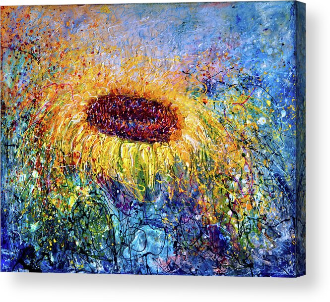 #olenaart Acrylic Print featuring the photograph Sunflower In the Swirls of Sunshine by OLena Art