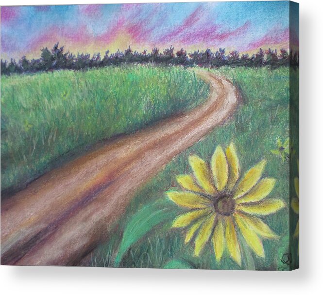 Sunflower Acrylic Print featuring the painting Sunflower Way by Jen Shearer