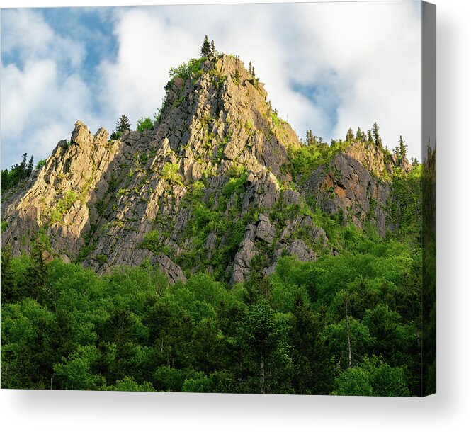 New Hampshire Acrylic Print featuring the photograph Sunlight plays on a Stone Pinnacle in Dixville Notch, New Hampshire by William Dickman