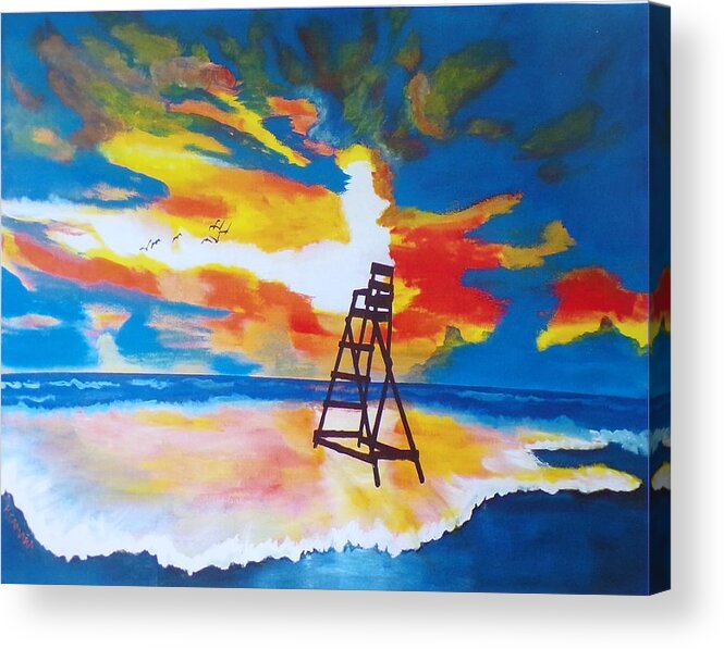 Seascape Acrylic Print featuring the painting Sunrise Before the Storm by Kathie Camara