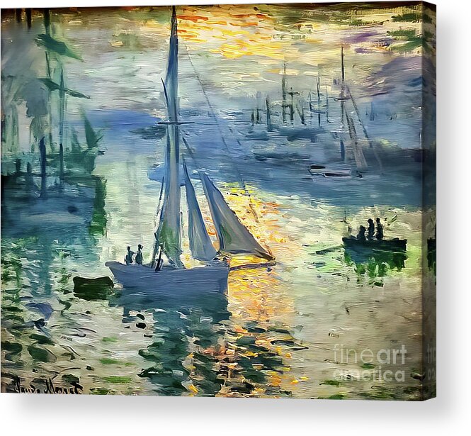 Sunrise Acrylic Print featuring the painting Sunrise The Sea by Claude Monet 1873 by Claude Monet