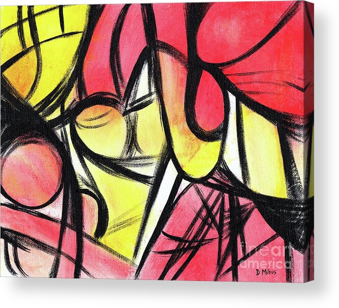 Retro Abstract Acrylic Print featuring the painting Temperature is Rising Abstract by Donna Mibus