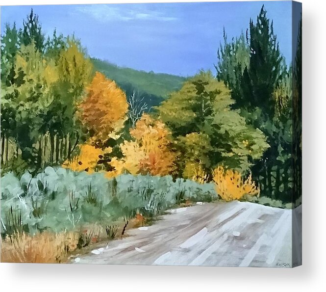 Teton Mountains Acrylic Print featuring the painting Teton Sage by Outre Art Natalie Eisen