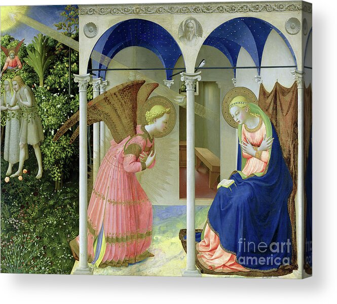 Fra Angelico Acrylic Print featuring the painting The Annunciation, 1426 by Fra Angelico by Fra Angelico