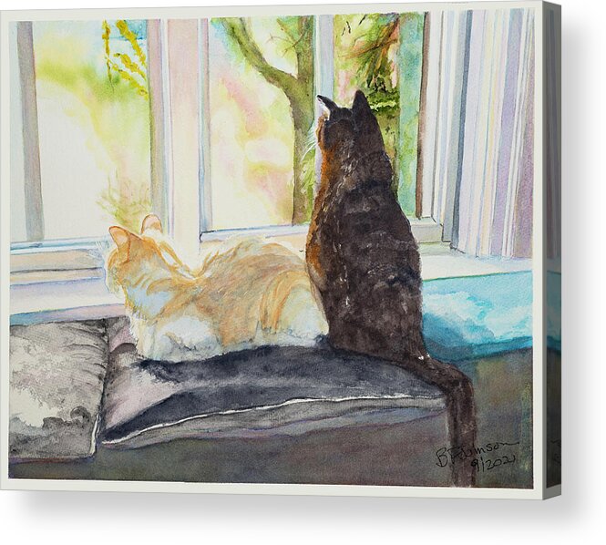 Cats Acrylic Print featuring the painting The Boys by Barbara F Johnson