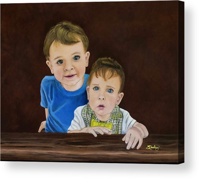 Acrylic Portrait Acrylic Print featuring the painting The Boys by Shirley Dutchkowski