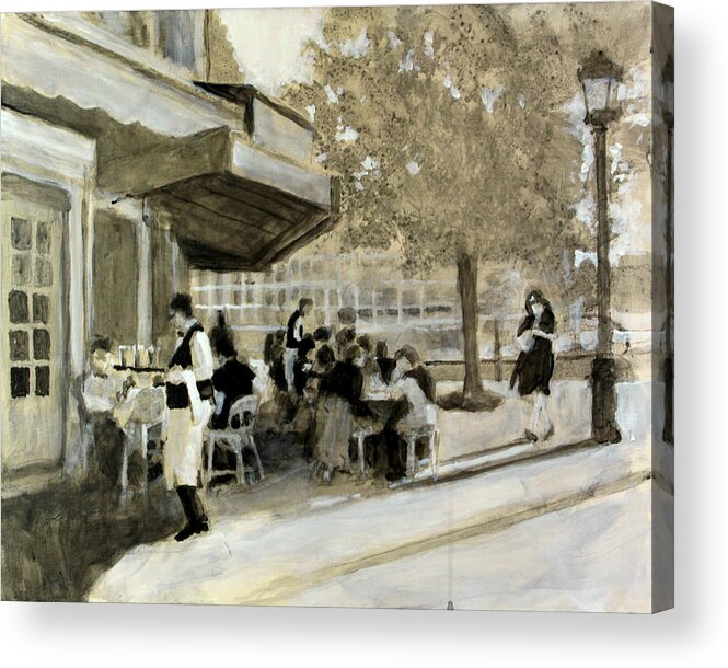 Cafe Acrylic Print featuring the painting The Brasserie under painting by David Zimmerman