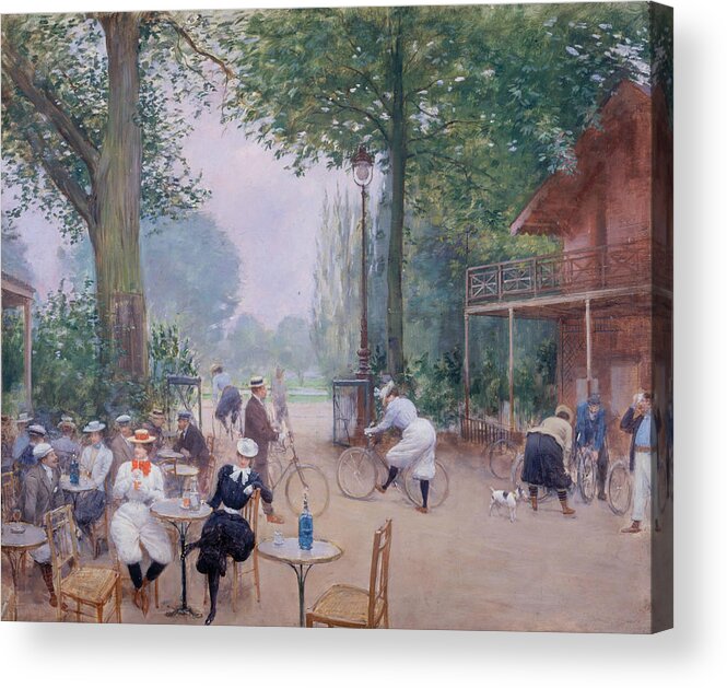 19th Century Painters Acrylic Print featuring the painting The Cycle Chalet in the Bois de Boulogne by Jean Beraud