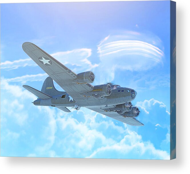 B-17 Acrylic Print featuring the digital art The Great Bird at War by Hangar B Productions