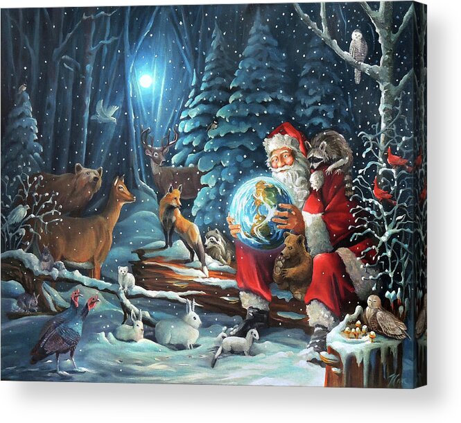 Santa Acrylic Print featuring the painting The Greatest Gift by Nancy Griswold