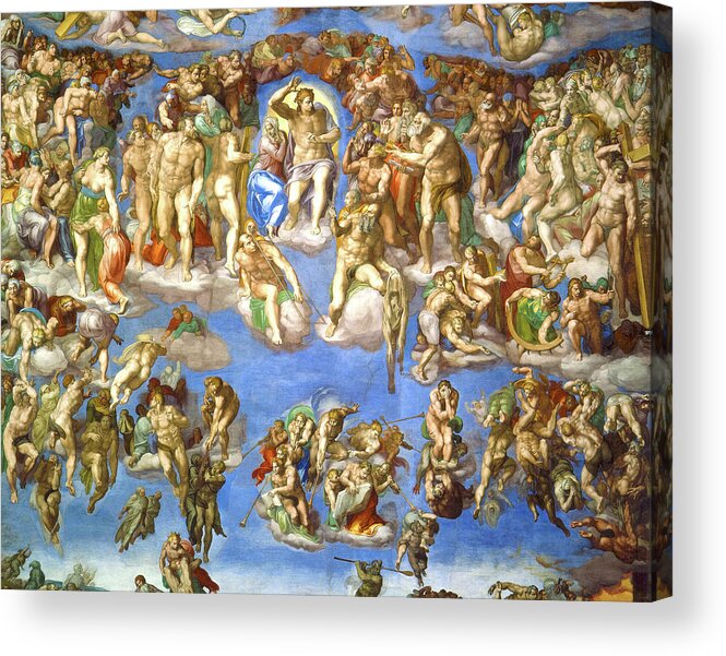 Michelangelo Buonarroti Acrylic Print featuring the painting The Last Judgment, Sistine Chapel, 1536-1541 by Michelangelo