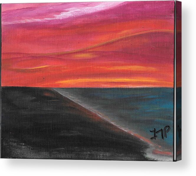 Sky. Sunset Acrylic Print featuring the painting The Meeting by Esoteric Gardens KN