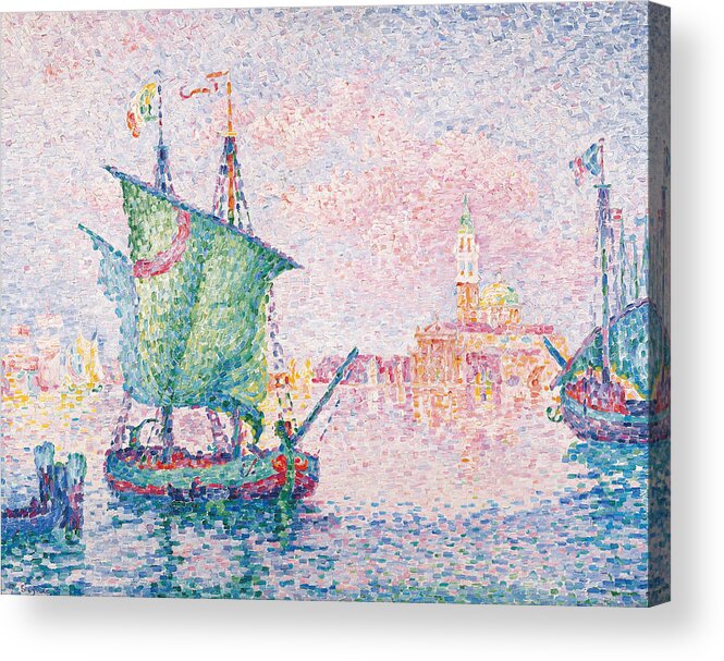 Venice Acrylic Print featuring the painting The Pink Cloud by Paul Signac by Mango Art