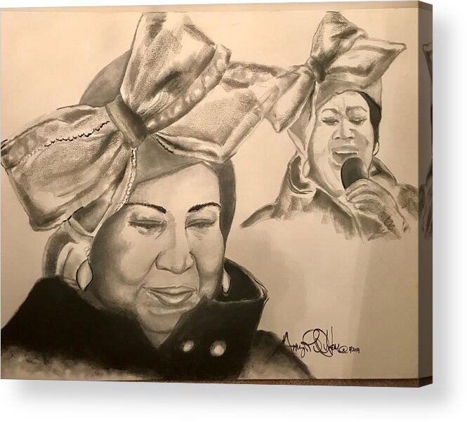  Acrylic Print featuring the drawing The Queen by Angie ONeal