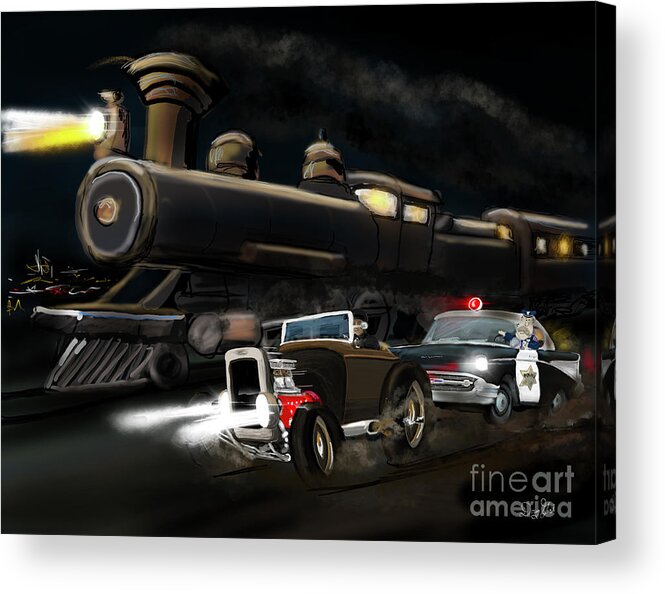 Locomotive Acrylic Print featuring the digital art The Race by Doug Gist