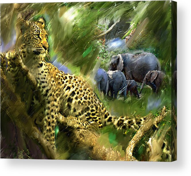 Leopard Art Painting Acrylic Print featuring the painting The Road To Noah's Ark by Ted Azriel