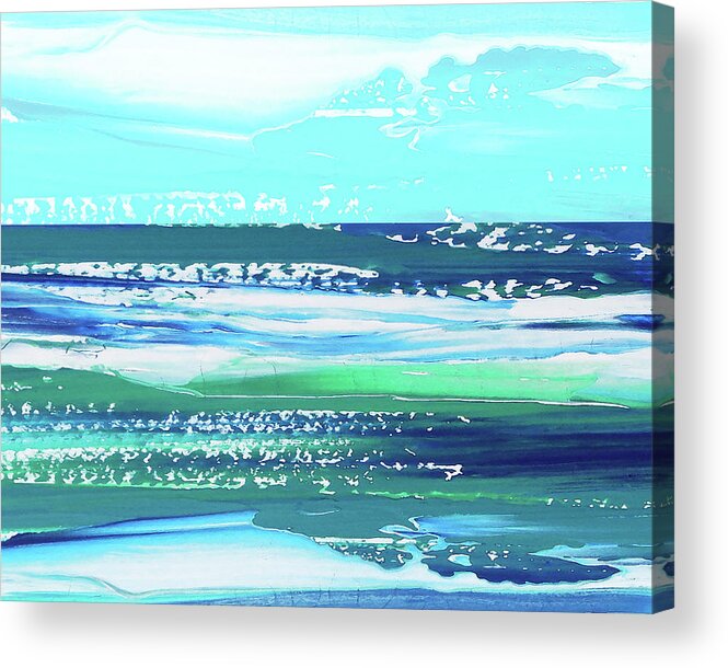 Beach Art Acrylic Print featuring the painting The Sea Of Opportunities Contemporary Abstract Blue Art Sky Reflections And Waves III by Irina Sztukowski
