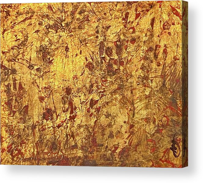 Gold Leaf Acrylic Print featuring the painting The Wall by Anita Hummel