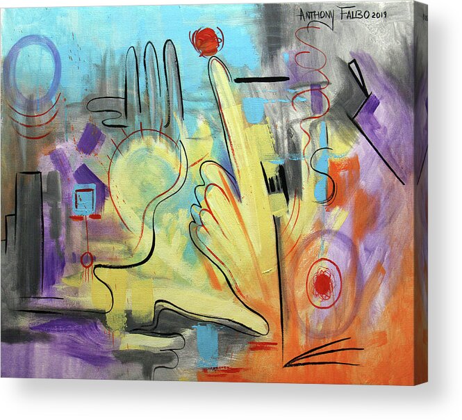 Abstract Acrylic Print featuring the painting They Stand Together Isaiah 48-13 by Anthony Falbo