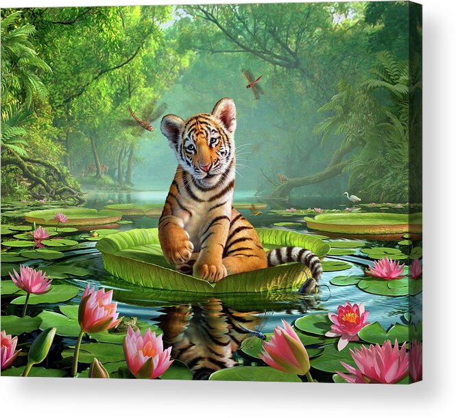 Tiger Acrylic Print featuring the digital art Tiger Lily 2 by Jerry LoFaro
