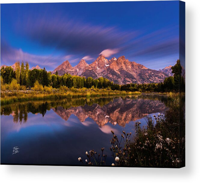 Long Exposure Acrylic Print featuring the photograph Time Stops over Tetons by Edgars Erglis