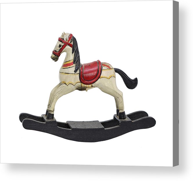  Isolated Acrylic Print featuring the photograph Childrens toy rocking horse design by Tom Conway