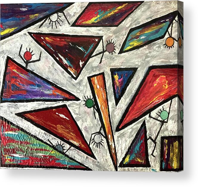 Oil Acrylic Print featuring the painting Triangulate by Mike Coyne