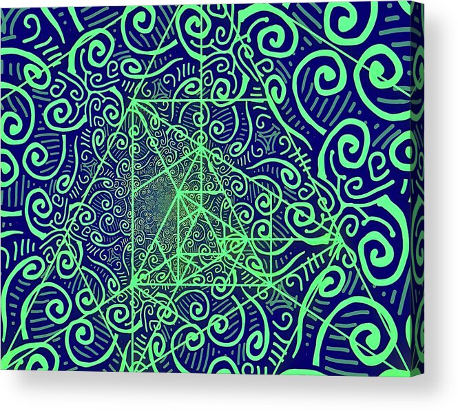 Keltic Acrylic Print featuring the photograph Triskele Abstract Duotone by Judy Kennedy