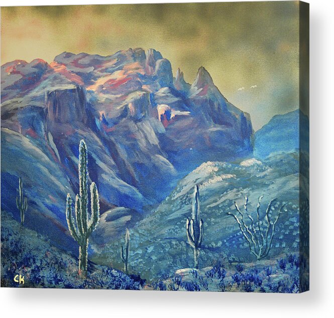 Tucson Acrylic Print featuring the painting Tucson Winter Landscape by Chance Kafka