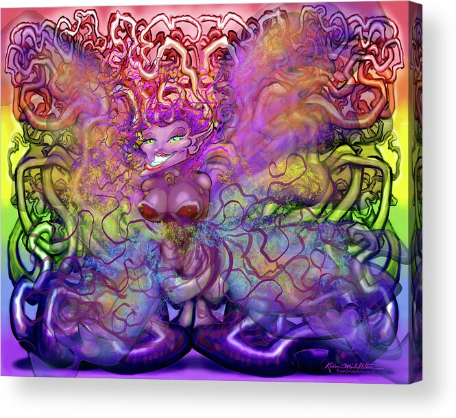 Twisted Acrylic Print featuring the digital art Twisted Rainbow Pixie Magic by Kevin Middleton