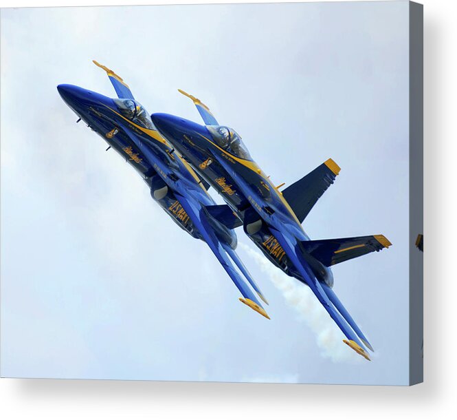 Blue Angels Acrylic Print featuring the photograph Two Blue Angels In Formation by Gigi Ebert