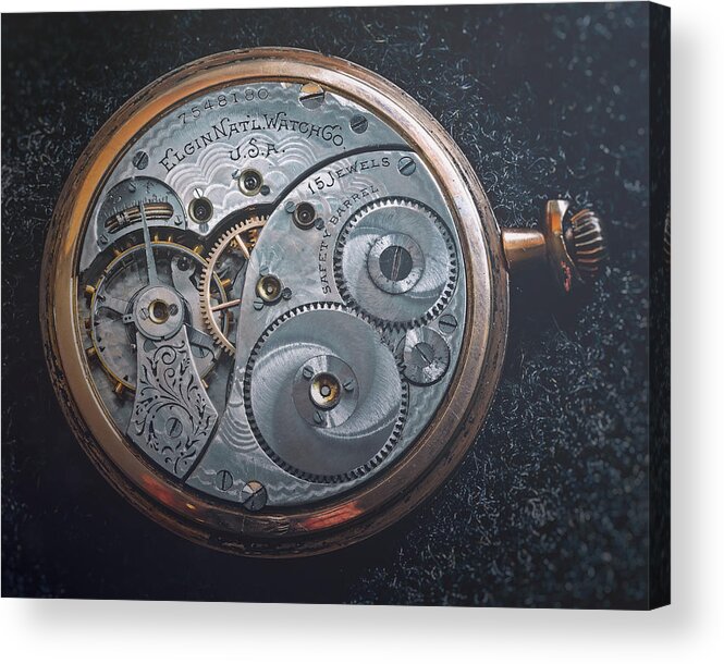 Watch Acrylic Print featuring the photograph Vintage Elgin Pocket Watch by Scott Norris