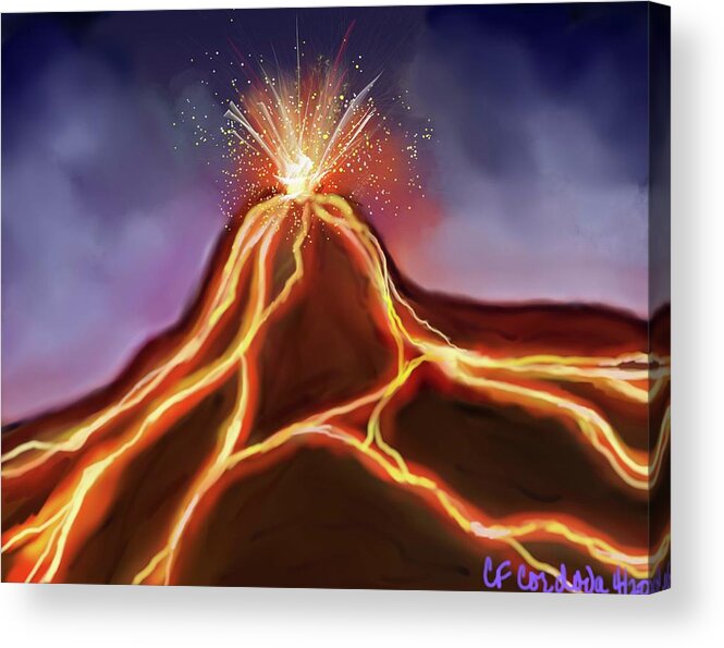 Volcano Acrylic Print featuring the digital art Volcano by Carmen Cordova