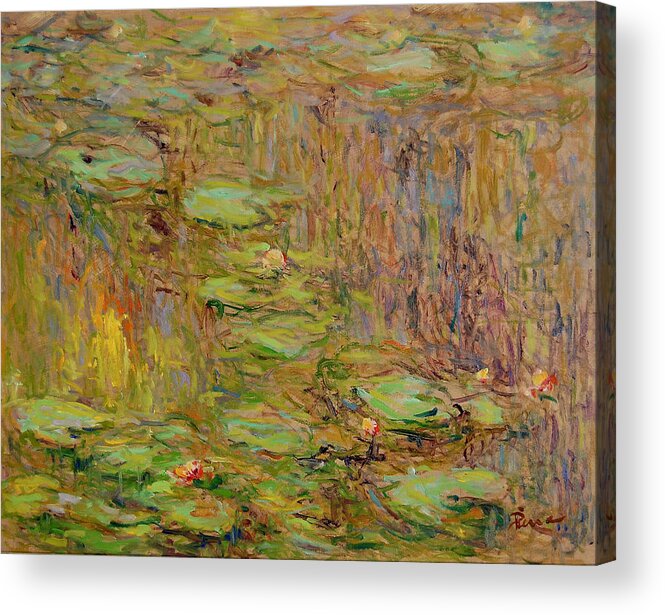 Waterlelies Acrylic Print featuring the painting Water lilies nr P.004 by Pierre Dijk