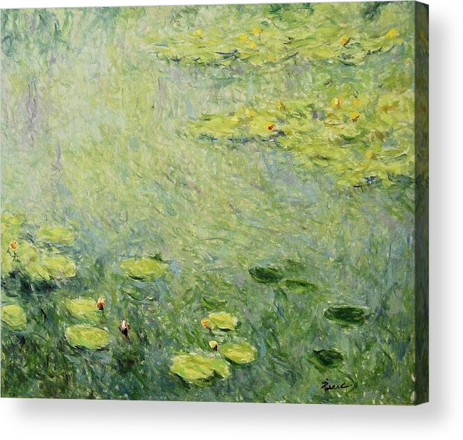 Water Lilies Acrylic Print featuring the painting Waterlelie Nymphaea Nr.8 by Pierre Dijk