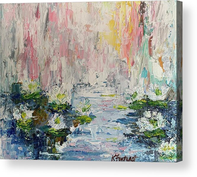 Waterlilies Acrylic Print featuring the painting Waterlilies by Karen Fontenot