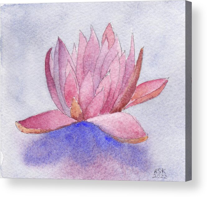 Waterlily Acrylic Print featuring the painting Waterlily Calm by Anne Katzeff