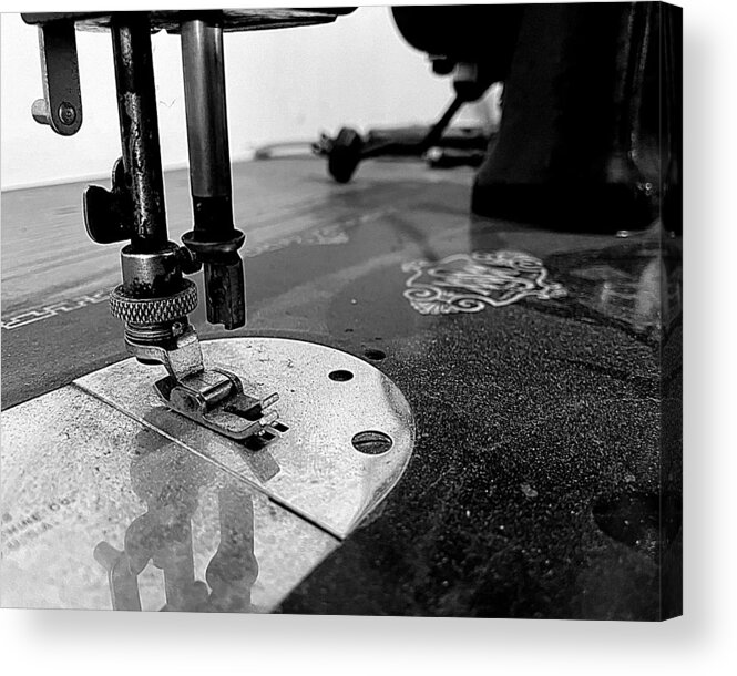 White Acrylic Print featuring the photograph White Rotary BW 3 by Lee Darnell