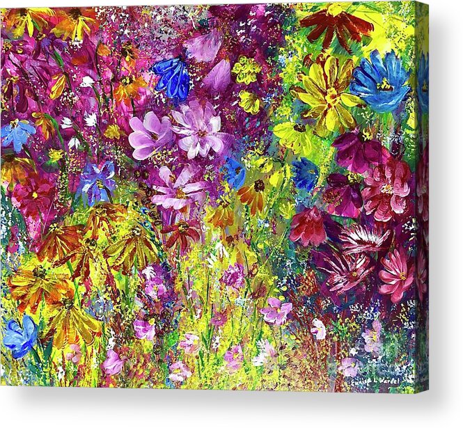 Flowers Acrylic Print featuring the painting Wildflowers are Beautiful Too by Eunice Warfel