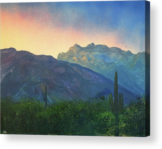 Catalina Mountains Acrylic Print featuring the painting Window Peak Last Light, Tucson Arizona by Chance Kafka